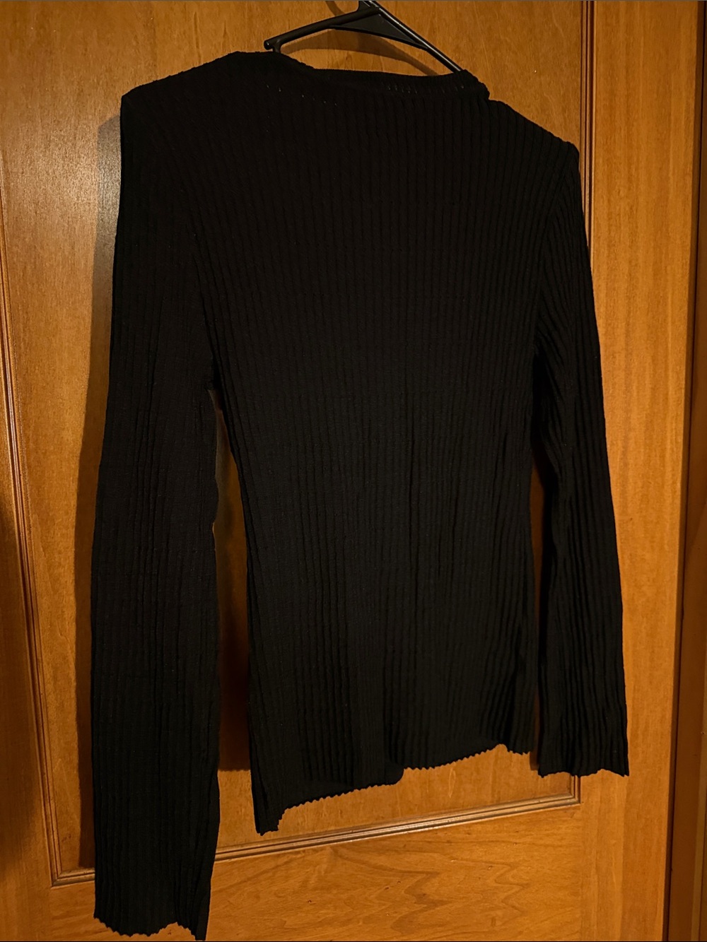 Ann Taylor Black Ribbed Button-Front Cardigan - small - Picture 3 of 3